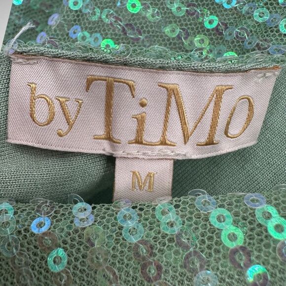 ByTiMo Sequins Strap Green Sleeveless Long Maxi Slip Dress Size Medium Party - Picture 5 of 10